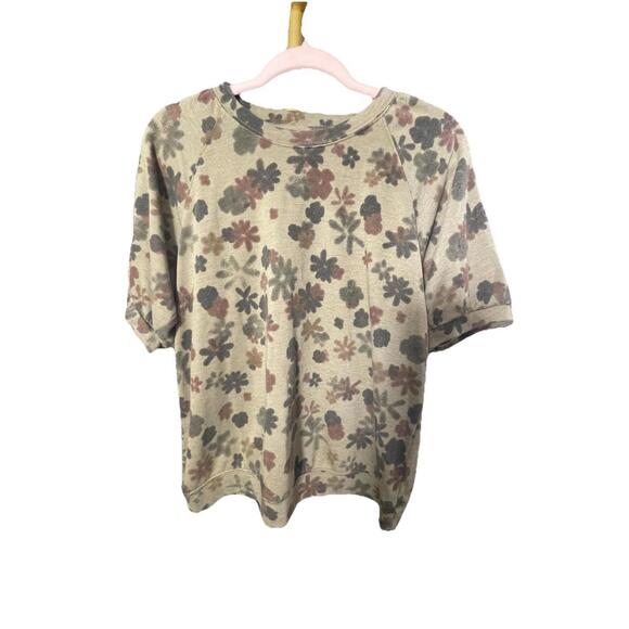 Sonoma Tops - NWT Sonoma Short Sleeve Sweatshirt Olive Floral Camo Daisy Sz Med MSRP $30
